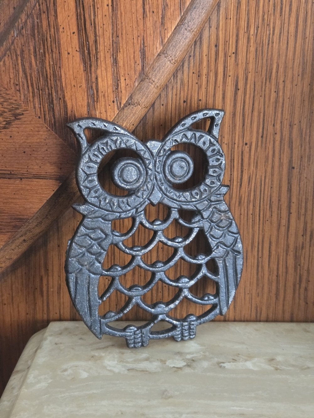 VTG Open Metalwork Cast Iron Footed Owl Trivet Tray Small